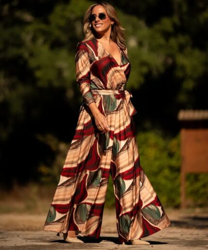 Macacão estampado Outono, da Manuela Moreira, à venda na Charme Store, Ovar