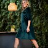 Vestido curto de veludo em verde e azul, da Manuela Moreira, à venda na Charme Store, na praia do Furadouro - Ovar
